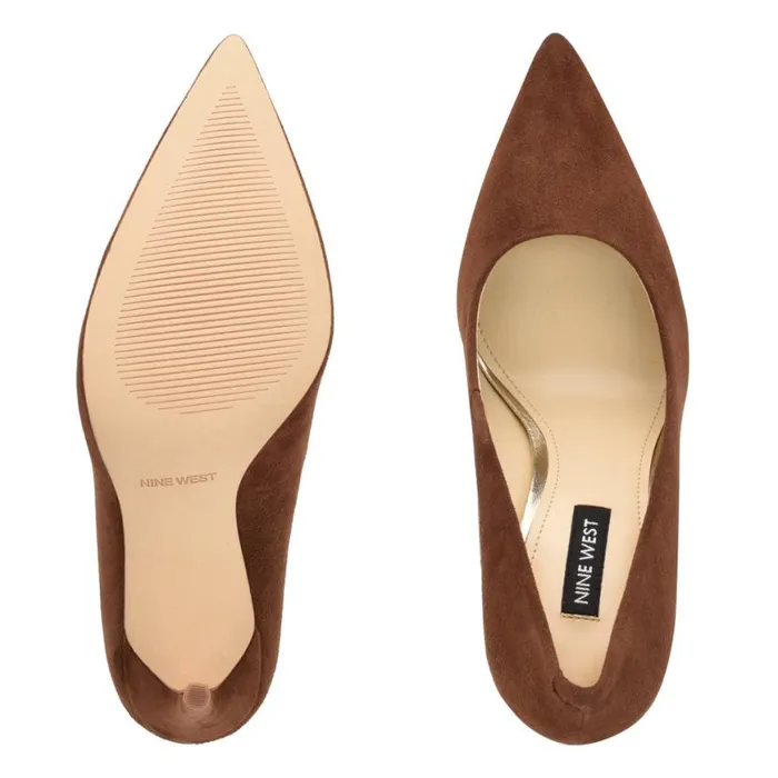 Nine West Heels Women Fresh Pointy Toe Pumps Medium Brown Suede
