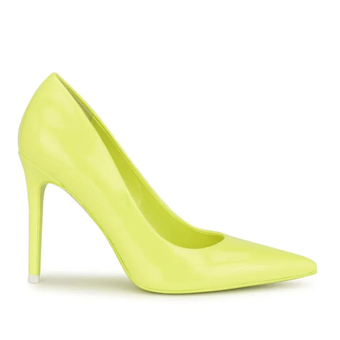 Nine West Heels Women Fresh Pointy Toe Pumps Neon Yellow Patent