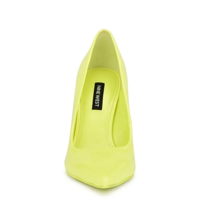 Nine West Heels Women Fresh Pointy Toe Pumps Neon Yellow Patent