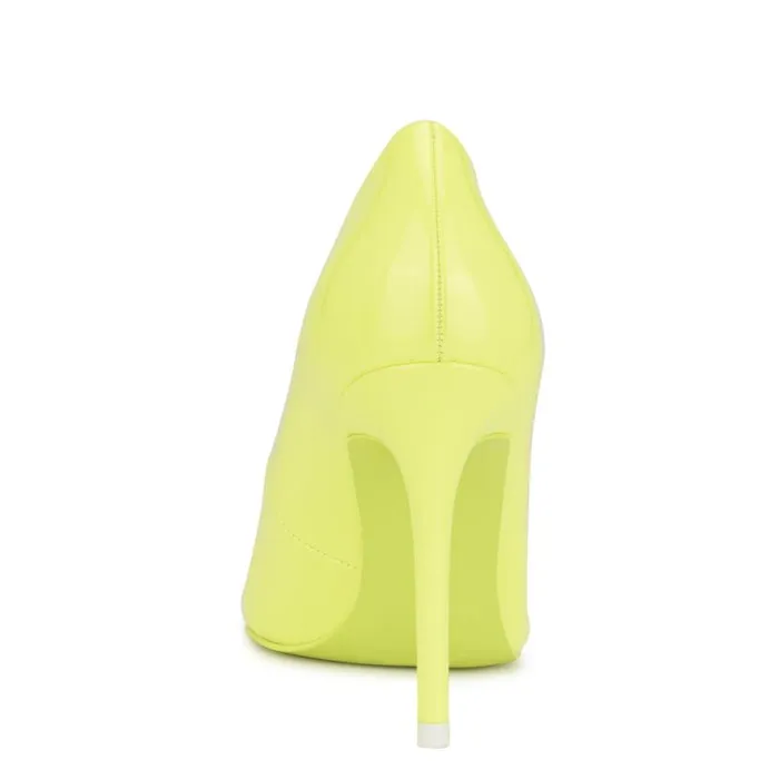 Nine West Heels Women Fresh Pointy Toe Pumps Neon Yellow Patent