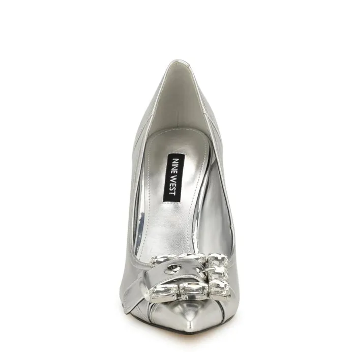 Nine West Heels Women Fulu Embellished Dress Pumps Silver Nine West Heels Women Fulu Embellished Dress Pumps Silver