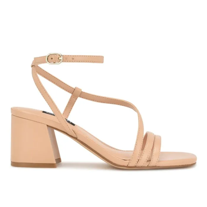 Nine West Heels Women Georga Block Heel Sandals Warm Blush