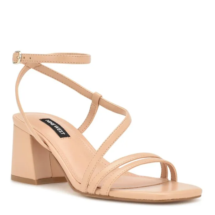 Nine West Heels Women Georga Block Heel Sandals Warm Blush