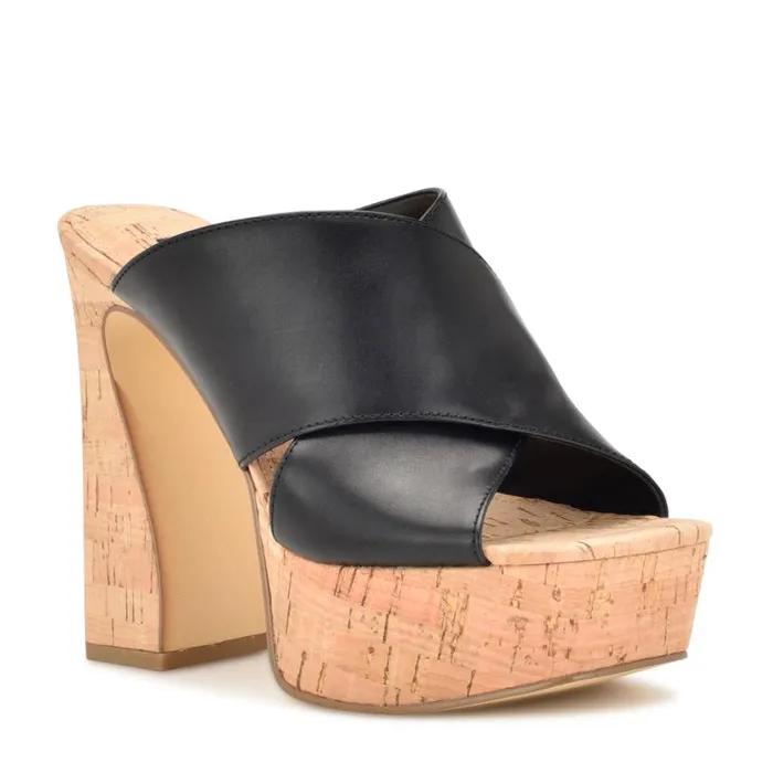 Nine West Heels Women Girlz Platform Sandals Black Natural Nine West Heels Women Girlz Platform Sandals Black Natural