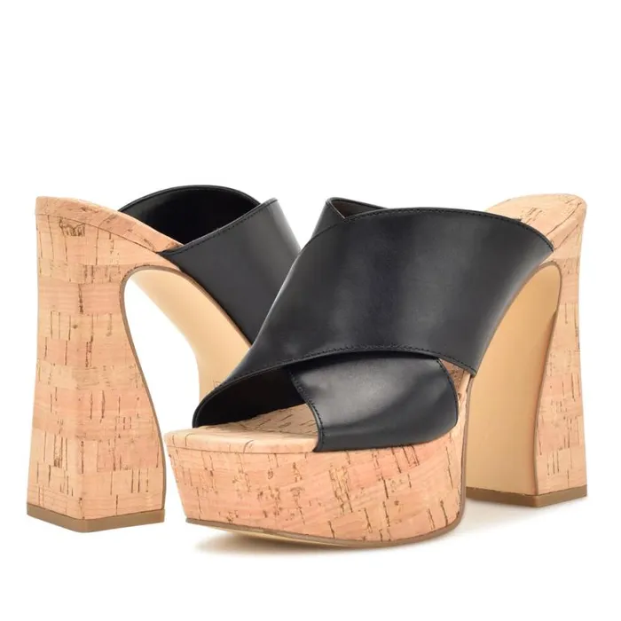 Nine West Heels Women Girlz Platform Sandals Black Natural Nine West Heels Women Girlz Platform Sandals Black Natural