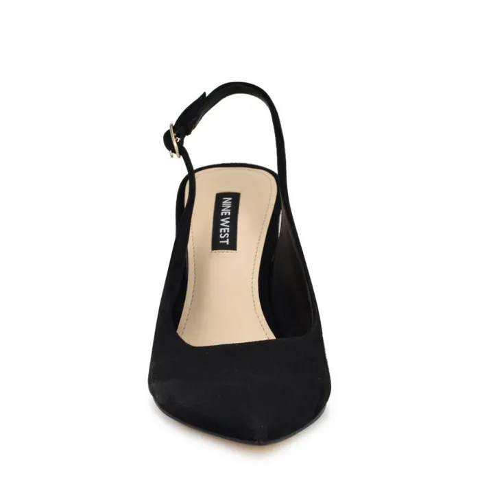 Nine West Heels Women Gompell Block Heel Slingback Pumps Black Suede Nine West Heels Women Gompell Block Heel Slingback Pumps Black Suede