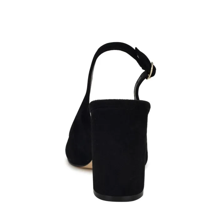 Nine West Heels Women Gompell Block Heel Slingback Pumps Black Suede Nine West Heels Women Gompell Block Heel Slingback Pumps Black Suede