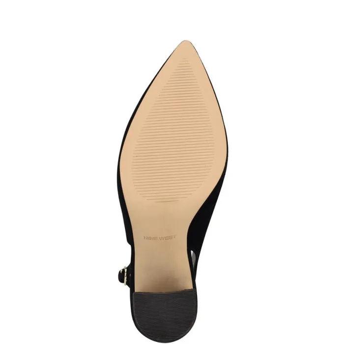 Nine West Heels Women Gompell Block Heel Slingback Pumps Black Suede Nine West Heels Women Gompell Block Heel Slingback Pumps Black Suede