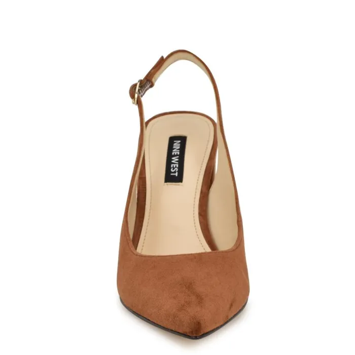 Nine West Heels Women Gompell Block Heel Slingback Pumps Brown Suede Nine West Heels Women Gompell Block Heel Slingback Pumps Brown Suede