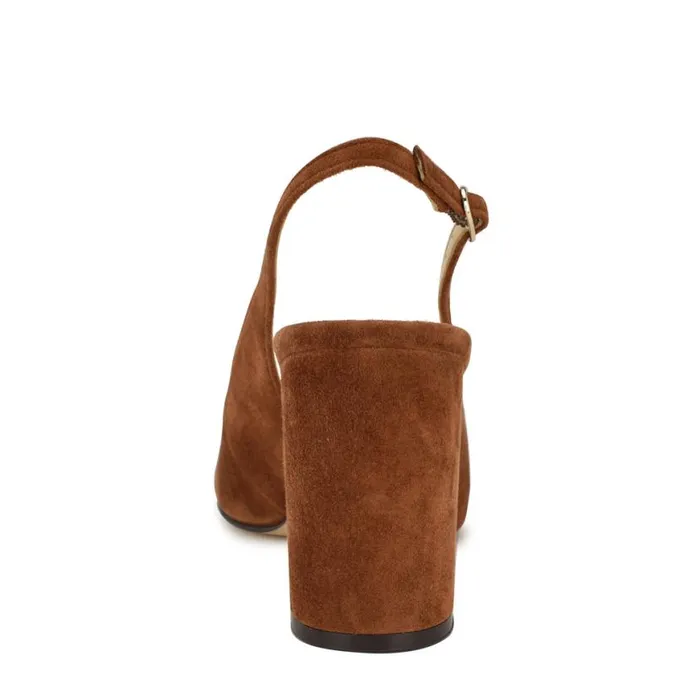 Nine West Heels Women Gompell Block Heel Slingback Pumps Brown Suede Nine West Heels Women Gompell Block Heel Slingback Pumps Brown Suede