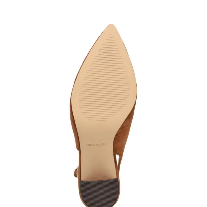 Nine West Heels Women Gompell Block Heel Slingback Pumps Brown Suede Nine West Heels Women Gompell Block Heel Slingback Pumps Brown Suede
