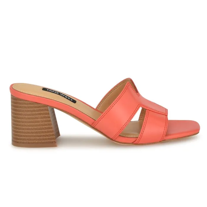 Nine West Heels Women Griselda Block Heel Sandals Orange