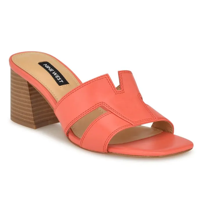 Nine West Heels Women Griselda Block Heel Sandals Orange Nine West Heels Women Griselda Block Heel Sandals Orange