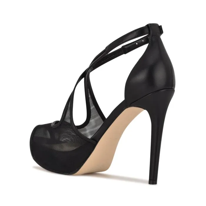 Nine West Heels Women Hanya Peep Toe Platform Pumps Black Mesh Nine West Heels Women Hanya Peep Toe Platform Pumps Black Mesh