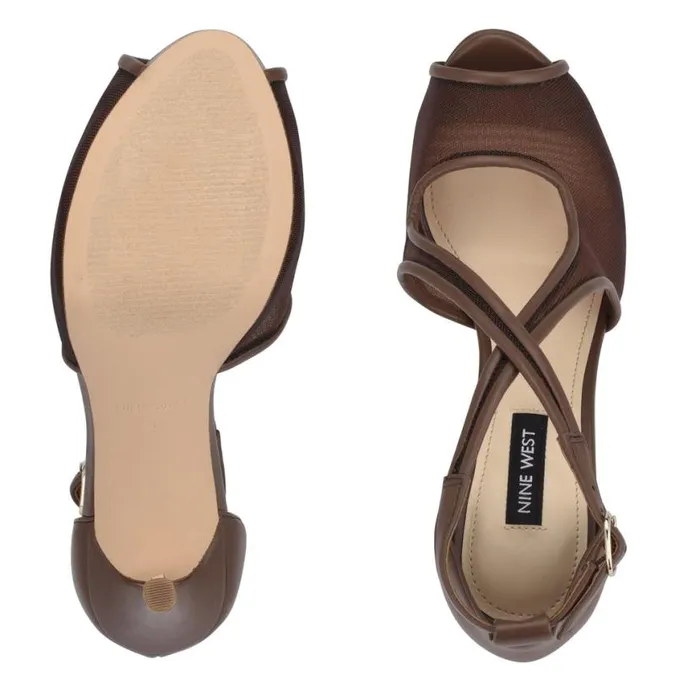 Nine West Heels Women Hanya Peep Toe Platform Pumps Medium Brown
