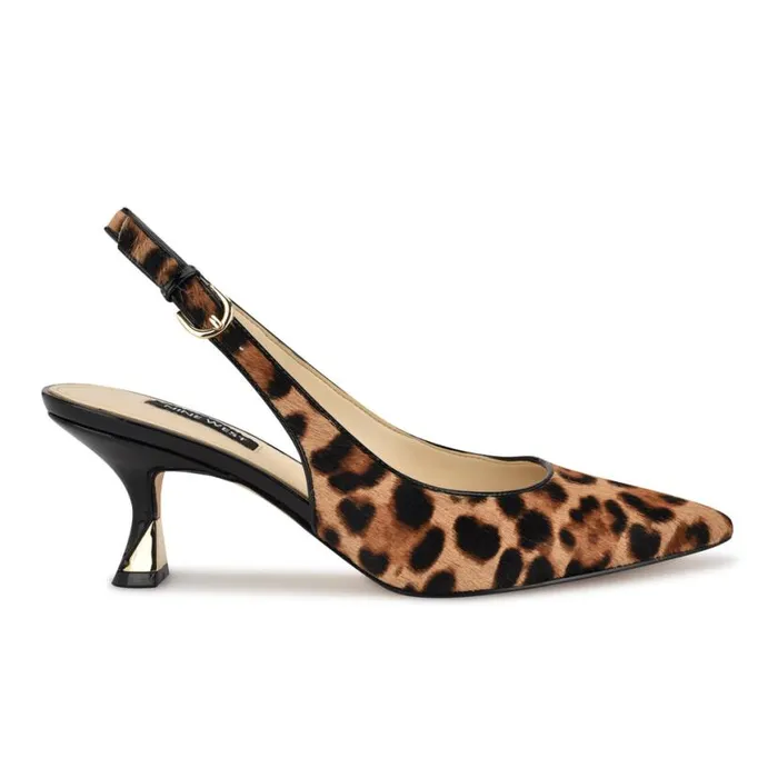 Nine West Heels Women Jannit Pointy Toe Slingback Pumps Leopard