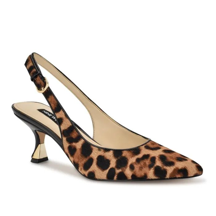 Nine West Heels Women Jannit Pointy Toe Slingback Pumps Leopard Nine West Heels Women Jannit Pointy Toe Slingback Pumps Leopard
