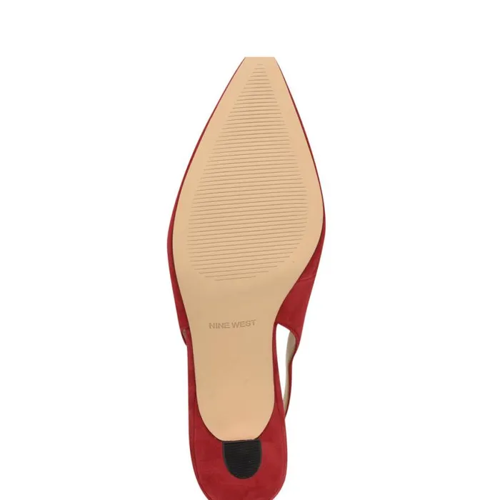 Nine West Heels Women Jannit Pointy Toe Slingback Pumps Red Suede Nine West Heels Women Jannit Pointy Toe Slingback Pumps Red Suede
