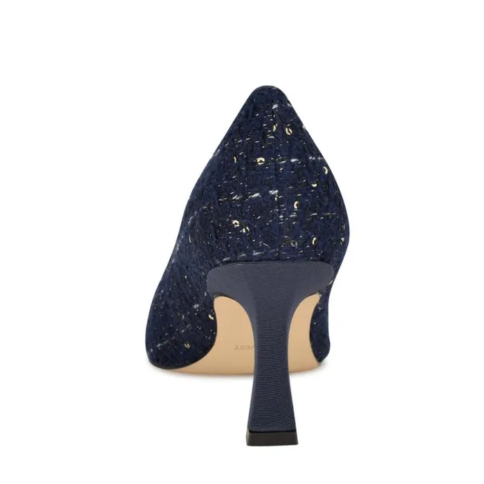 Nine West Heels Women Jaquee Embellished Dress Pumps Dark Blue Tweed