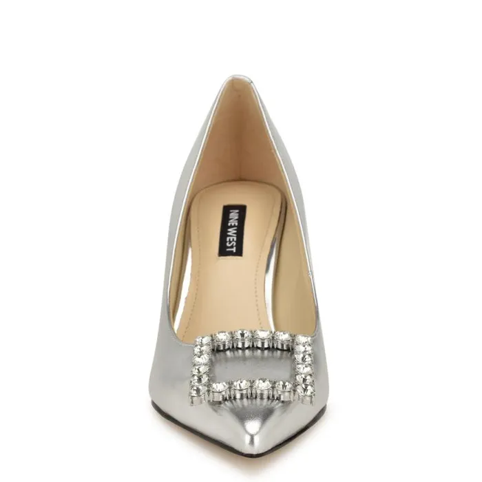 Nine West Heels Women Jaquee Embellished Dress Pumps Silver Nine West Heels Women Jaquee Embellished Dress Pumps Silver