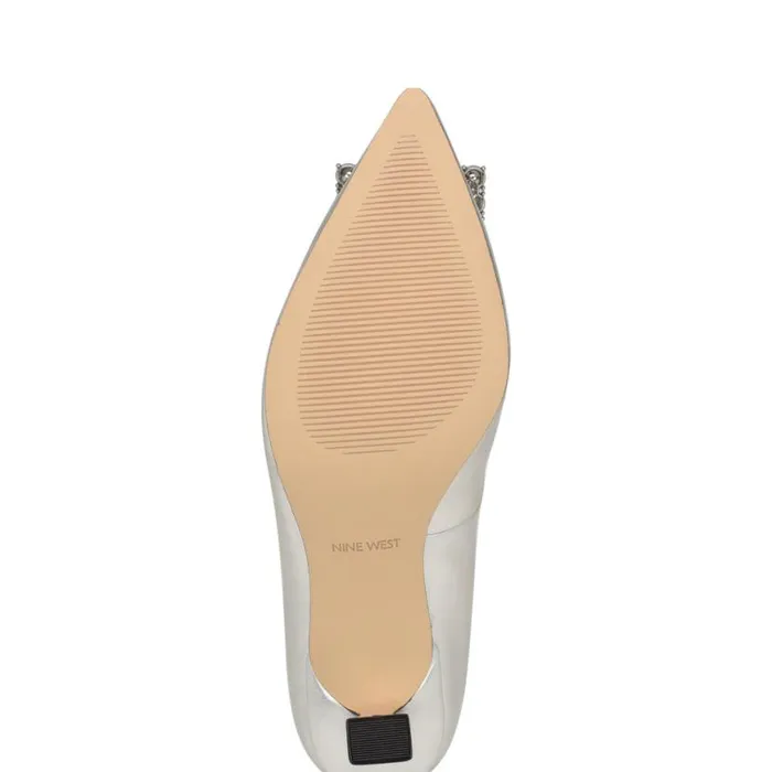 Nine West Heels Women Jaquee Embellished Dress Pumps Silver Nine West Heels Women Jaquee Embellished Dress Pumps Silver