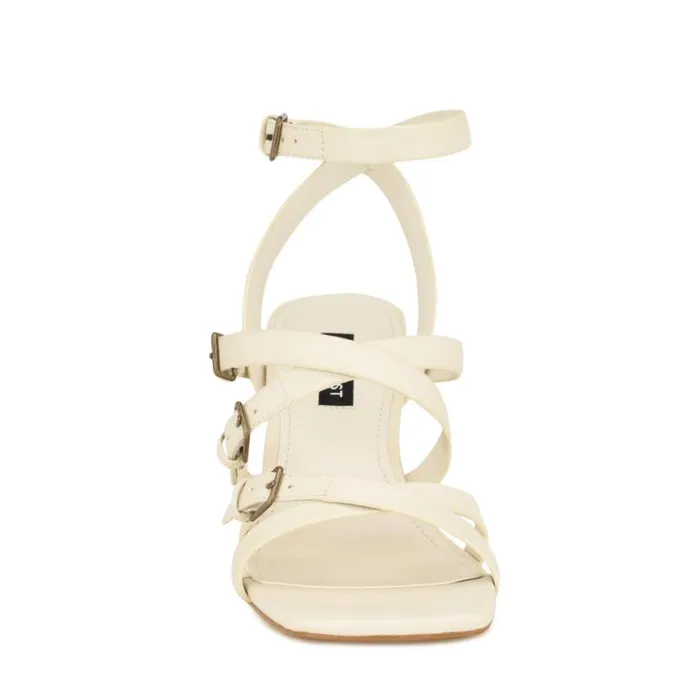 Nine West Heels Women Karrly Ankle Strap Heeled Sandals Ivory