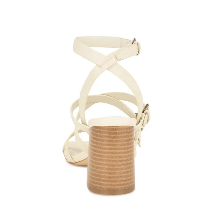 Nine West Heels Women Karrly Ankle Strap Heeled Sandals Ivory