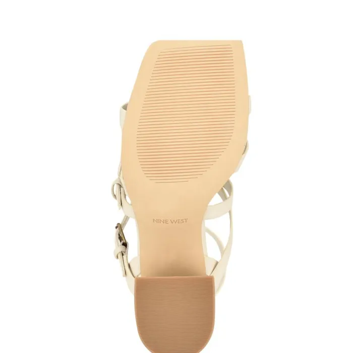 Nine West Heels Women Karrly Ankle Strap Heeled Sandals Ivory