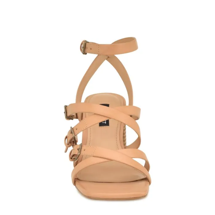 Nine West Heels Women Karrly Ankle Strap Heeled Sandals Light Natural