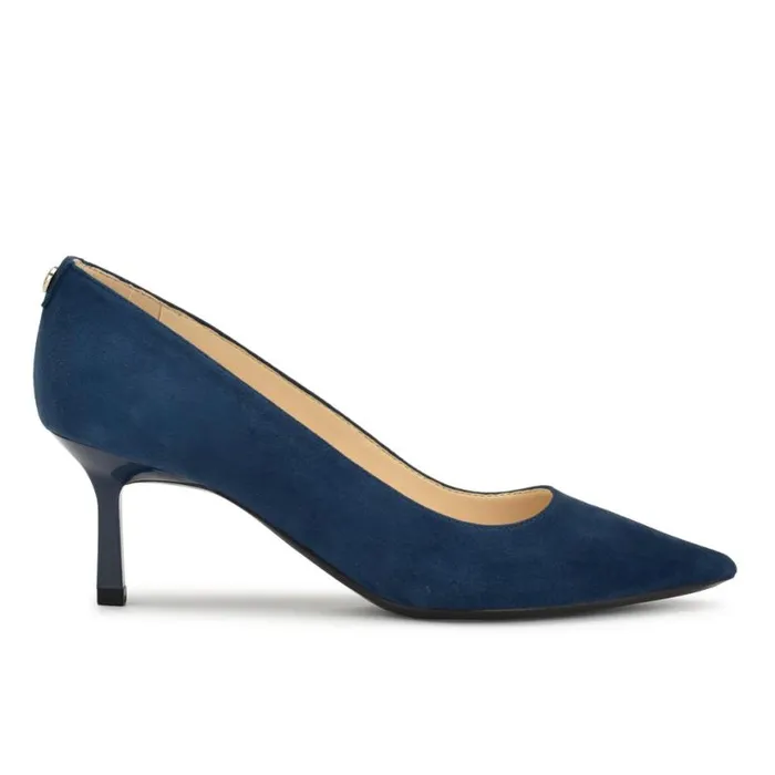 Nine West Heels Women Kuna 92159 Pointy Toe Pumps French Navy Suede