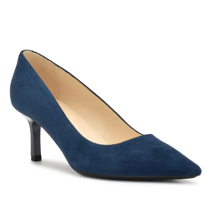 Nine West Heels Women Kuna 92159 Pointy Toe Pumps French Navy Suede