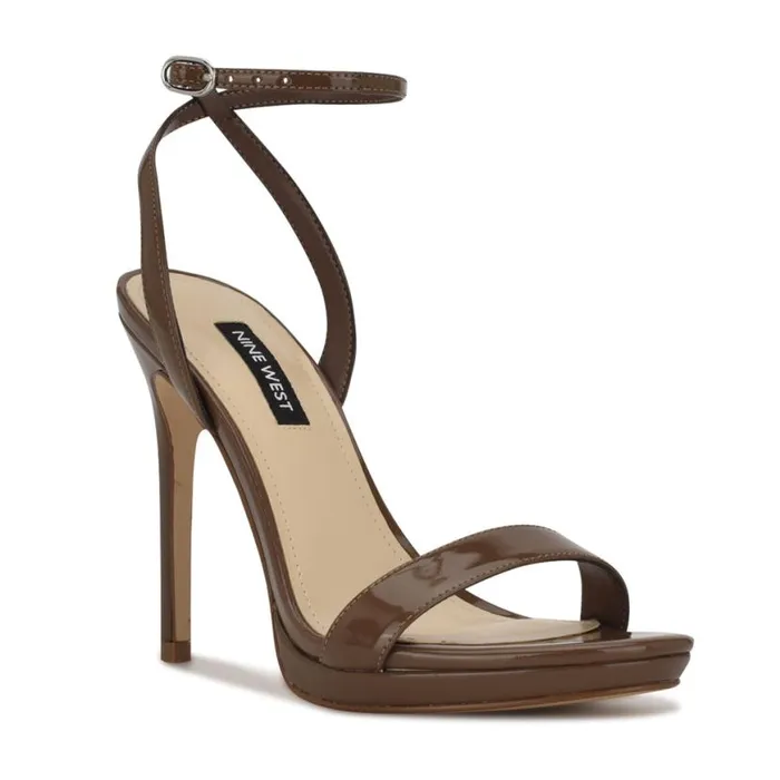 Nine West Heels Women Loola Ankle Strap Sandals New Maple