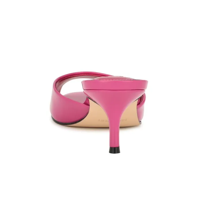 Nine West Heels Women Luvlie Heeled Slide Sandals Pink Patent