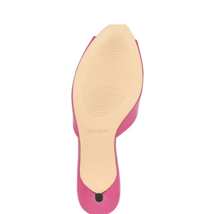 Nine West Heels Women Luvlie Heeled Slide Sandals Pink Patent