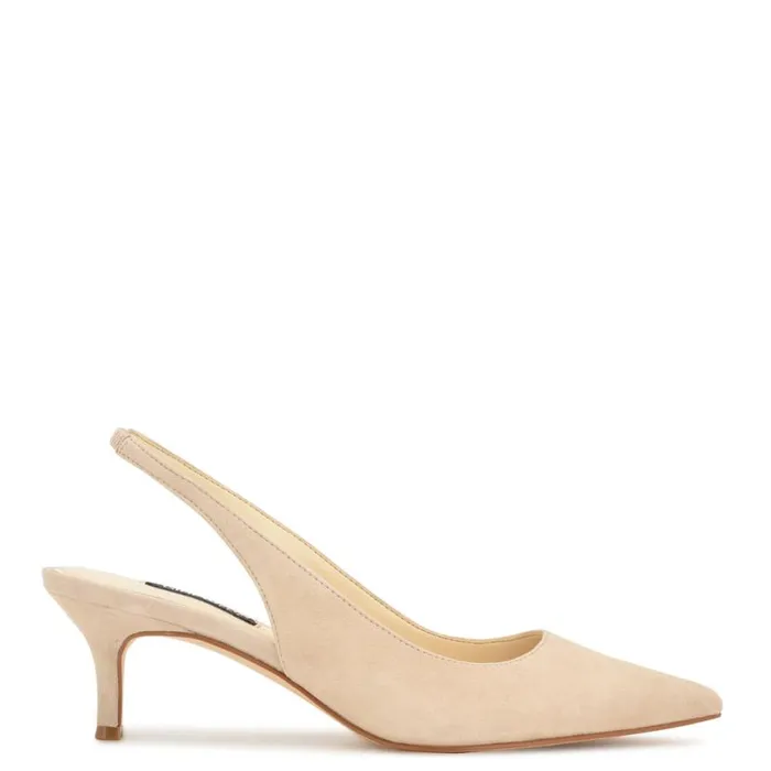 Nine West Heels Women Nataly Slingback Pumps Barely Nude Suede