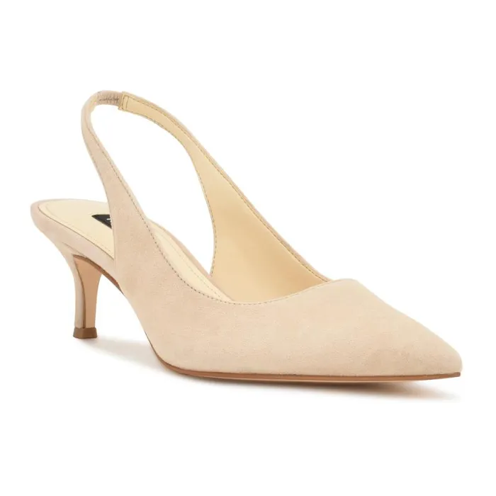 Nine West Heels Women Nataly Slingback Pumps Barely Nude Suede Nine West Heels Women Nataly Slingback Pumps Barely Nude Suede