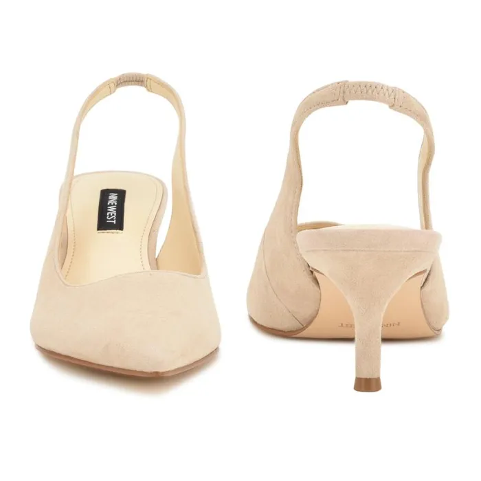 Nine West Heels Women Nataly Slingback Pumps Barely Nude Suede Nine West Heels Women Nataly Slingback Pumps Barely Nude Suede