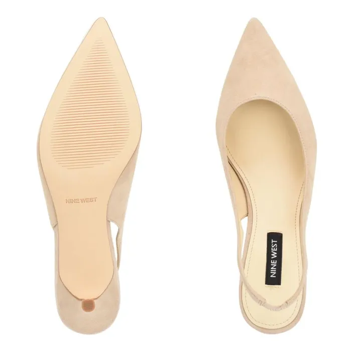 Nine West Heels Women Nataly Slingback Pumps Barely Nude Suede Nine West Heels Women Nataly Slingback Pumps Barely Nude Suede