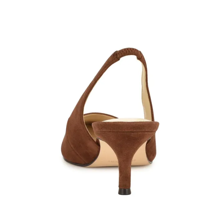 Nine West Heels Women Nataly Slingback Pumps Brown Suede Nine West Heels Women Nataly Slingback Pumps Brown Suede