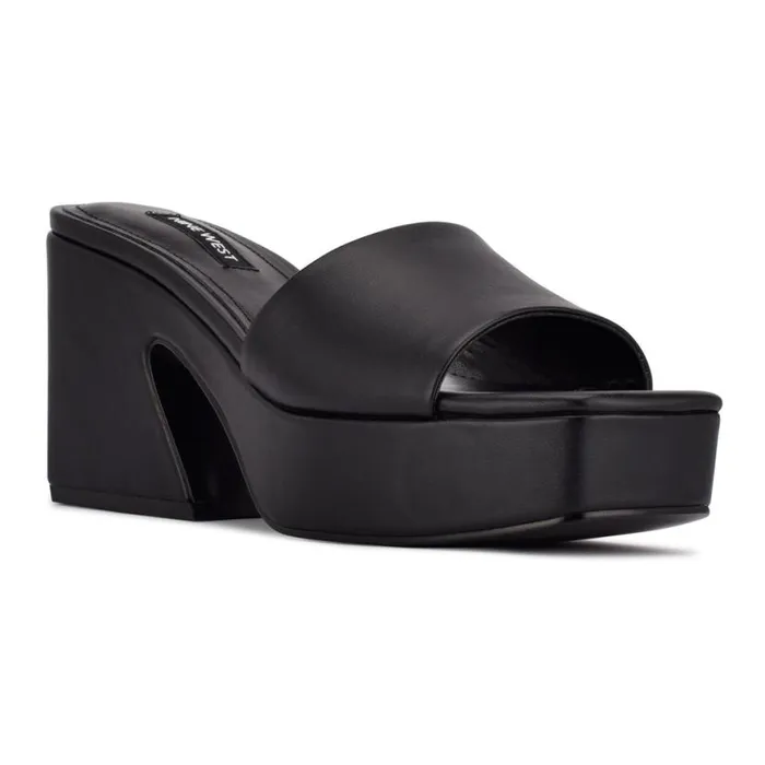 Nine West Heels Women Oklee Platform Slide Sandals Black Nine West Heels Women Oklee Platform Slide Sandals Black