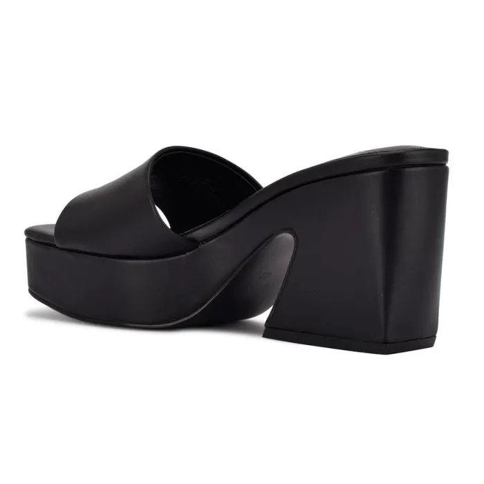 Nine West Heels Women Oklee Platform Slide Sandals Black Nine West Heels Women Oklee Platform Slide Sandals Black
