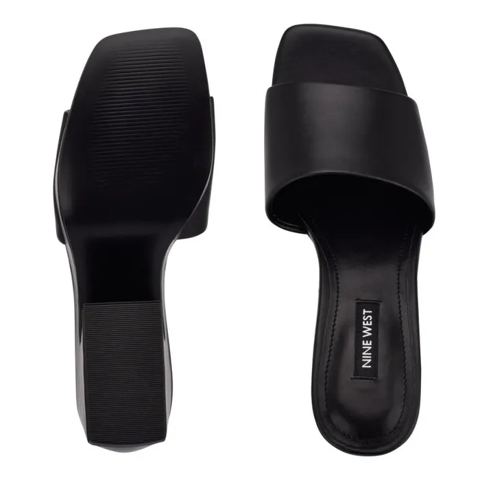 Nine West Heels Women Oklee Platform Slide Sandals Black Nine West Heels Women Oklee Platform Slide Sandals Black