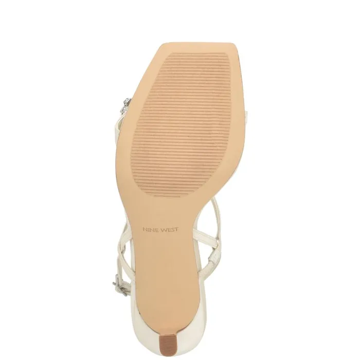 Nine West Heels Women Oreece Heeled Slingback Sandals Ivory Satin Crystal Nine West Heels Women Oreece Heeled Slingback Sandals Ivory Satin Crystal