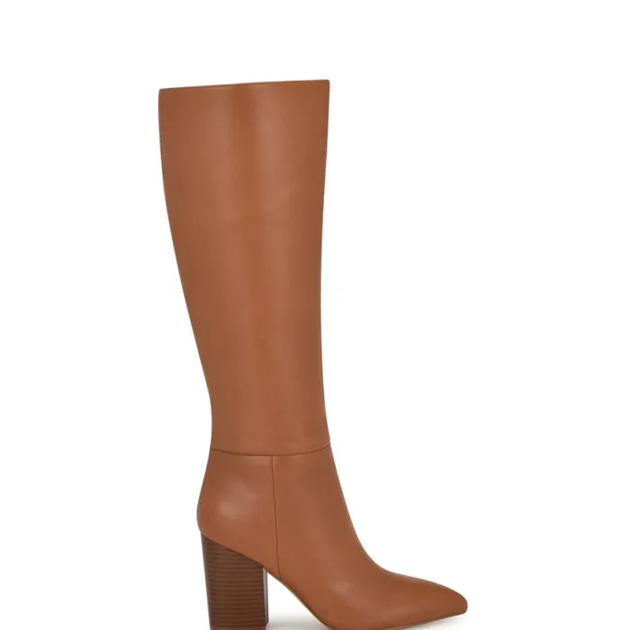 Nine West Heels Women Peachey Heeled Boots Natural Leather