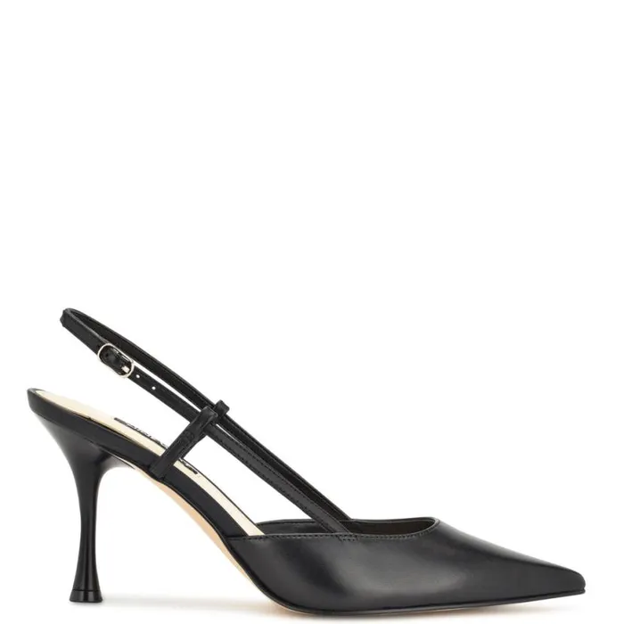 Nine West Heels Women Peni Slingback Pumps Black Leather