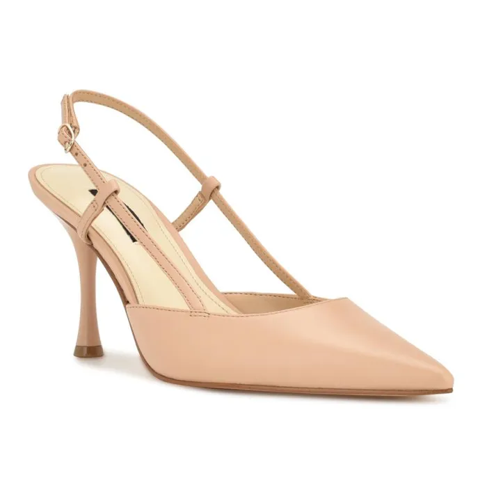 Nine West Heels Women Peni Slingback Pumps Warm Blush Leather Nine West Heels Women Peni Slingback Pumps Warm Blush Leather