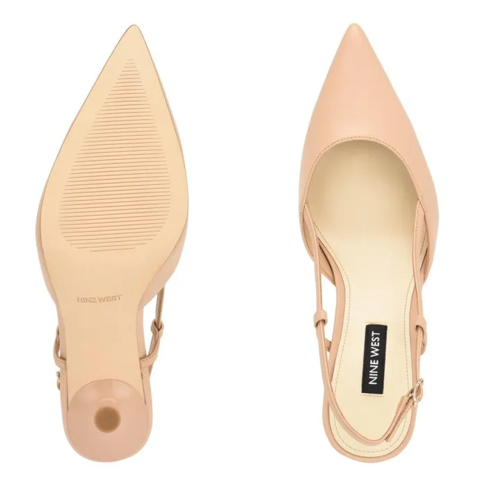 Nine West Heels Women Peni Slingback Pumps Warm Blush Leather Nine West Heels Women Peni Slingback Pumps Warm Blush Leather
