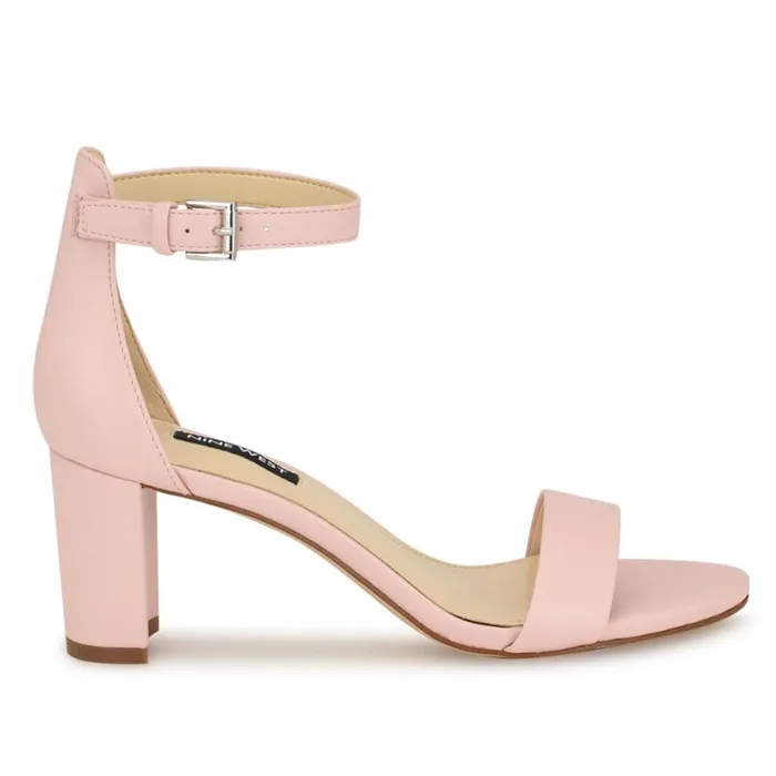 Nine West Heels Women Pruce Ankle Strap Block Heel Sandals Light Pink