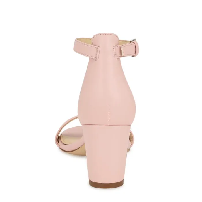 Nine West Heels Women Pruce Ankle Strap Block Heel Sandals Light Pink