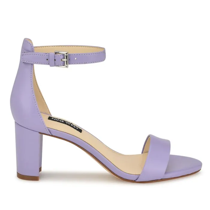 Nine West Heels Women Pruce Ankle Strap Block Heel Sandals Lilac
